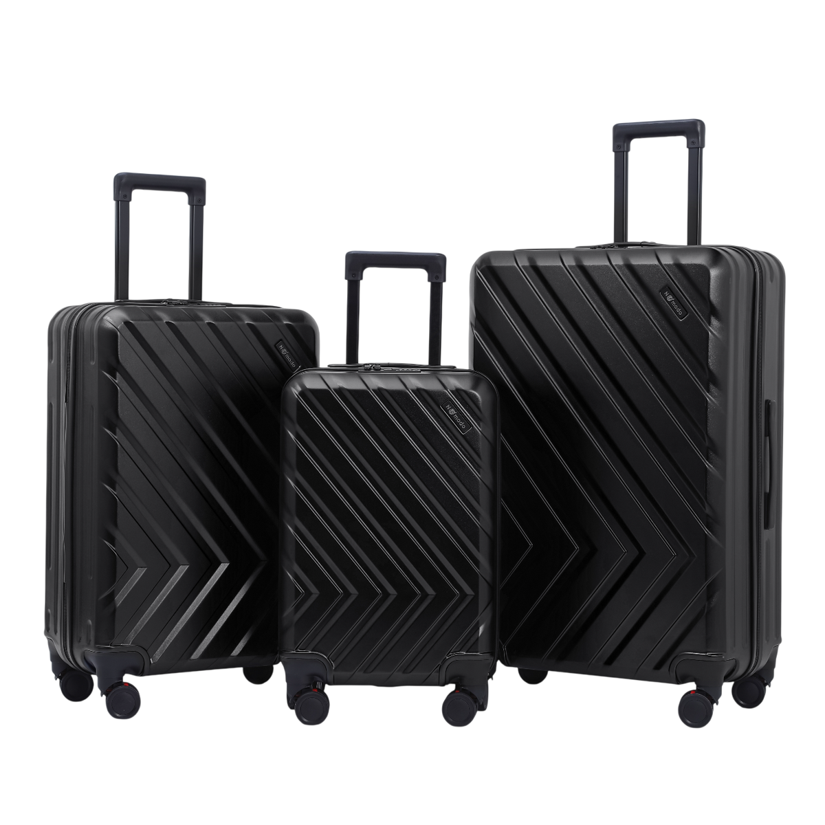 Horizon 2.0 luggage set in black with three sizes, a telescopic handle and wheels