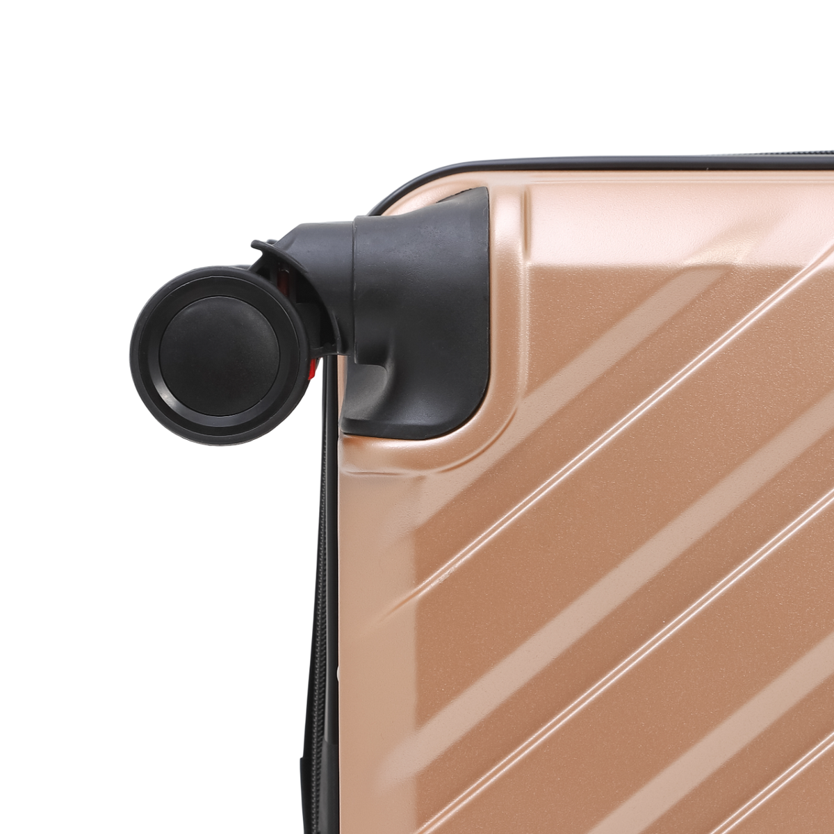 Horizon 2.0 suitcase in gold with 360° spinner wheels – detail view, black details