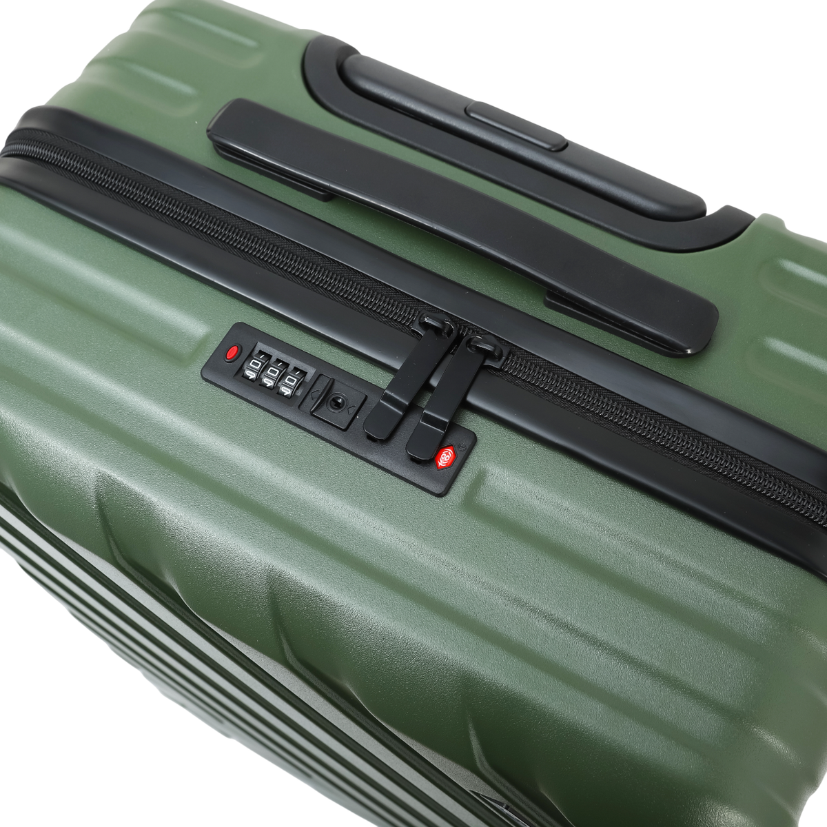 Nomado Horizon 2.0 suitcase in green with a handle, a TSA lock and a zipper